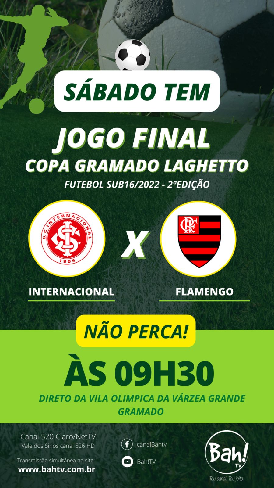 Final da Copa Gramado Laghetto será transmitida pelo Canal Bah!