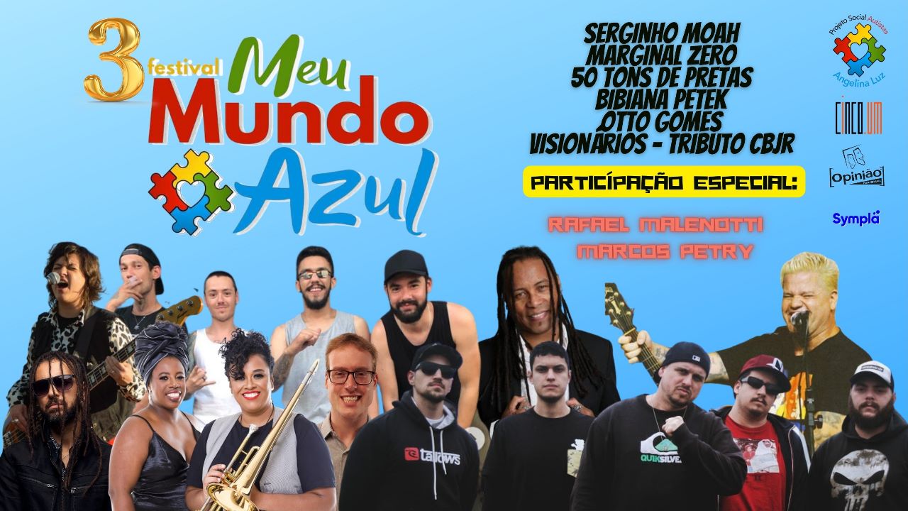 3º Festival Meu Mundo Azul reúne grandes nomes da música no dia 02 de abril