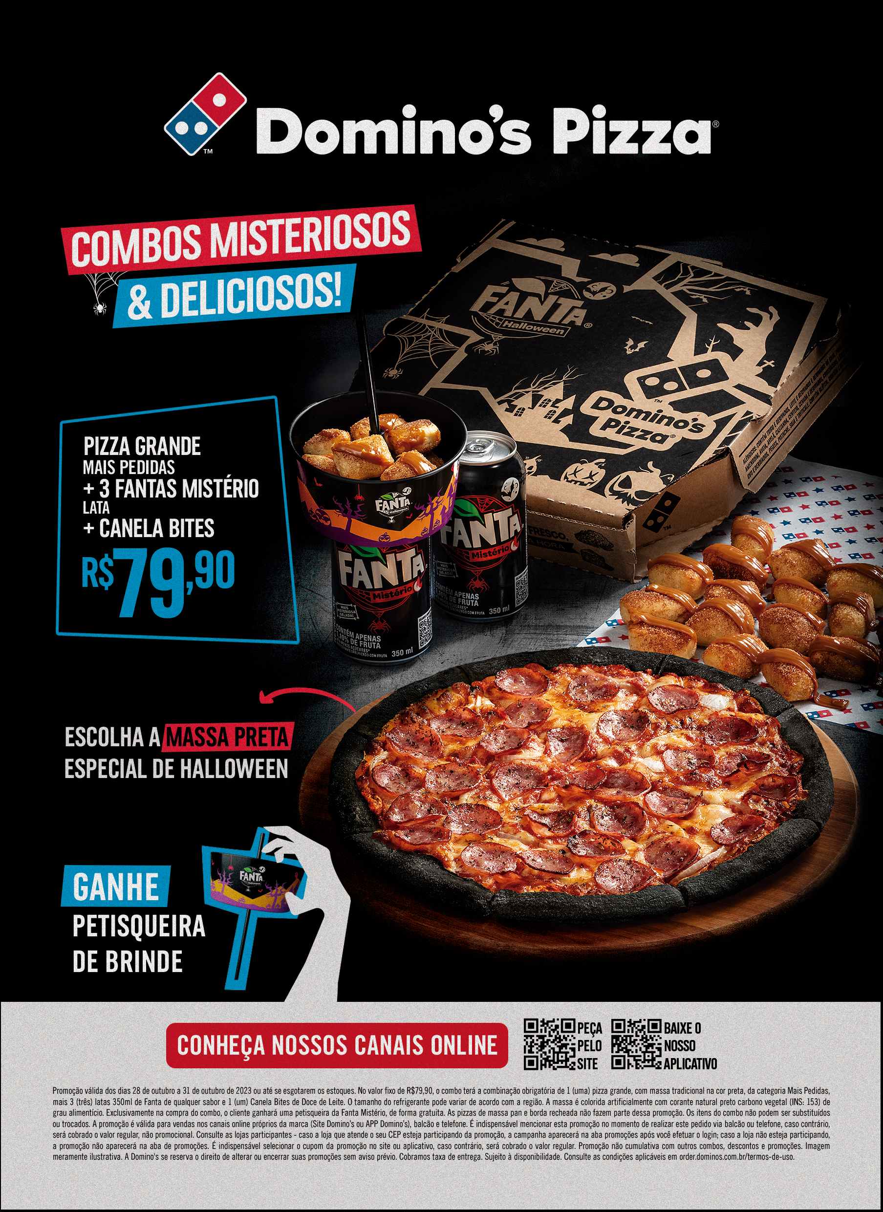 Domino’s lança combo exclusivo com pizza de massa preta em parceria com a Fanta Mistério no Rio Grande do Sul