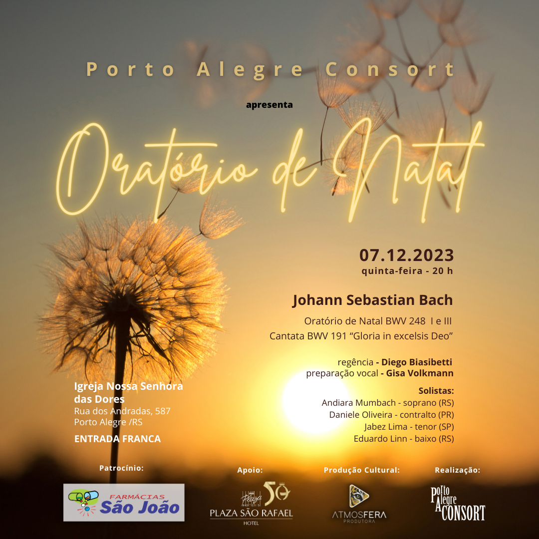 Concerto “Oratório de Natal” com obras escritas por Bach especialmente para o Natal, nesta quinta