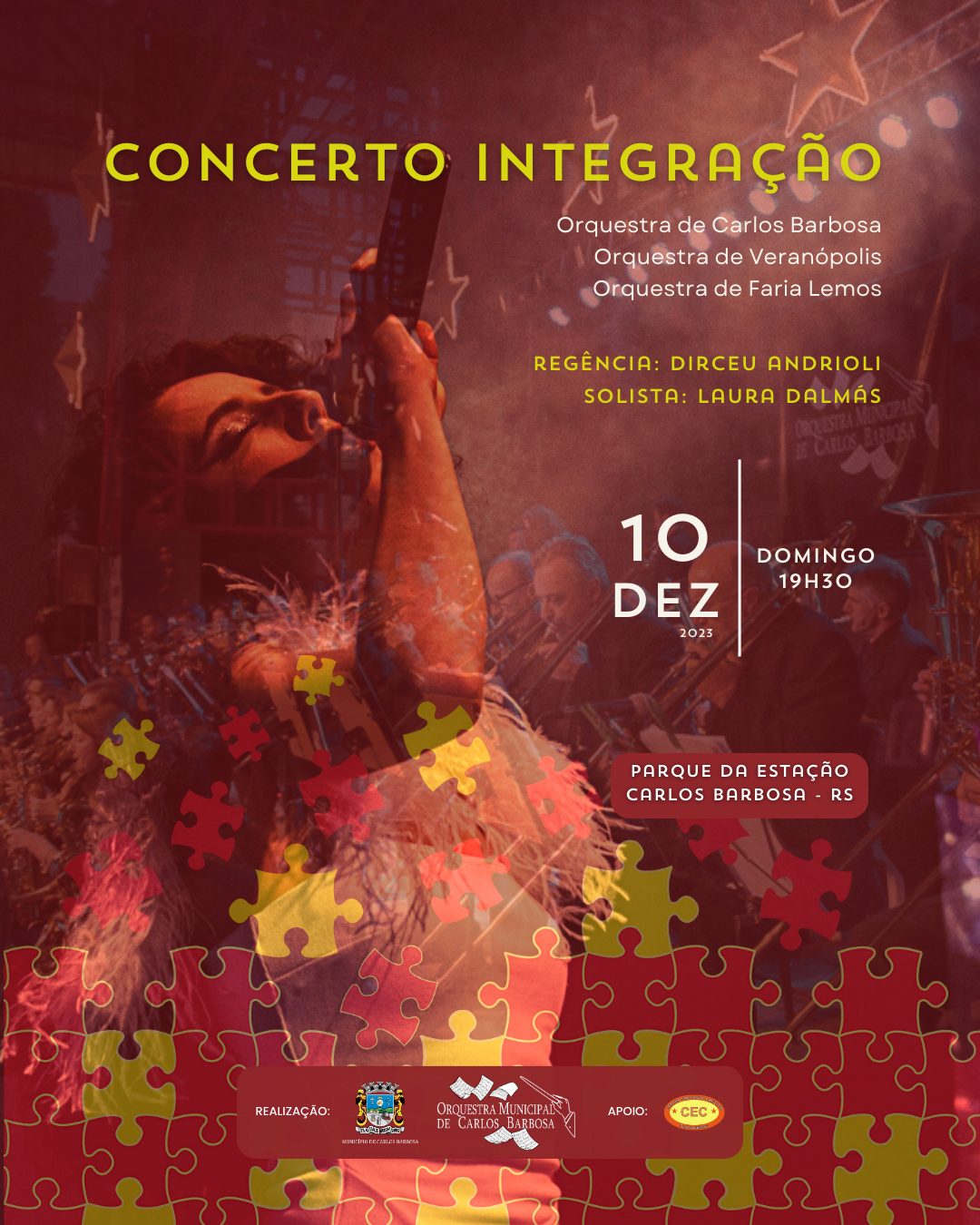 Concerto Integração no Parque da Estação, no Centro de Carlos Barbosa