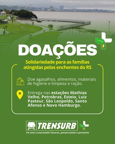 Trensurb realiza campanha de arrecadação de donativos para vítimas de enchentes