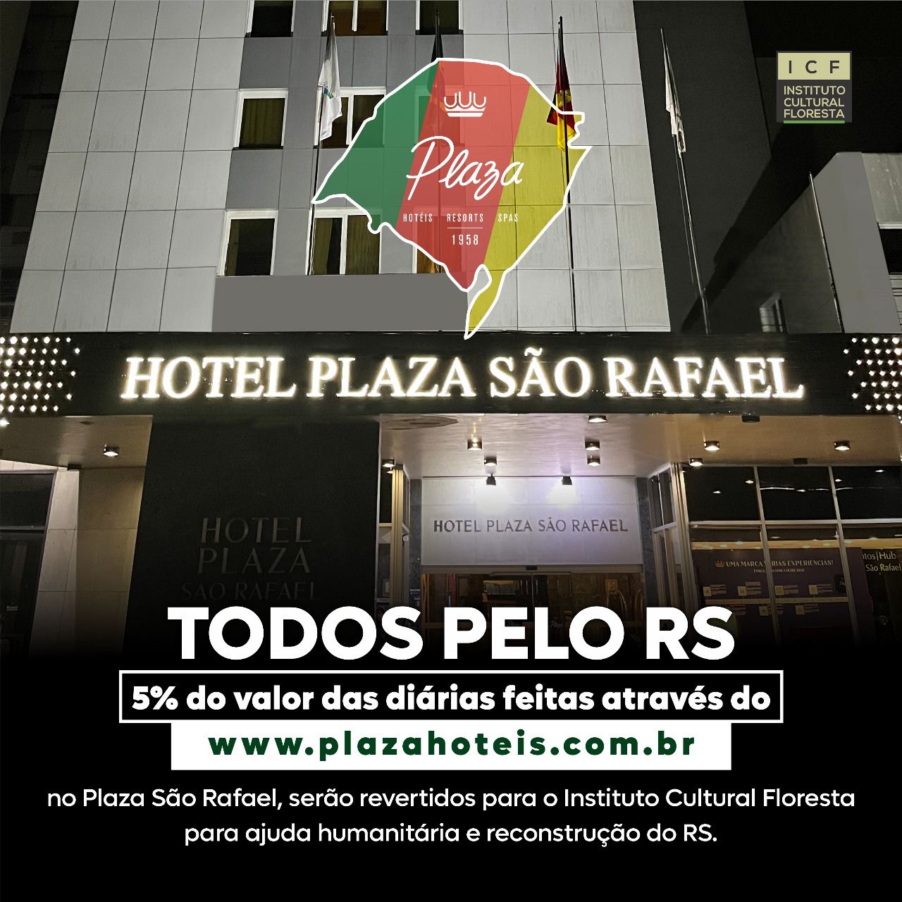 Rede Plaza de Hotéis lança campanha beneficente TODOS PELO RS