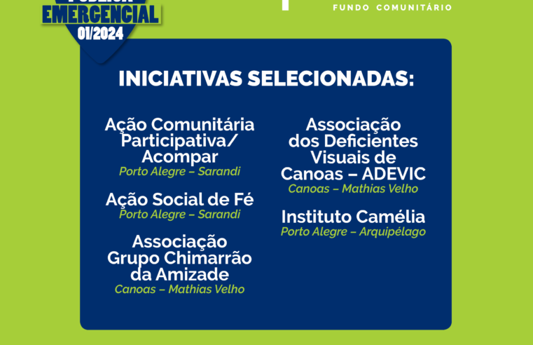 Fundação Gerações divulga OSCs atingidas pelas enchentes que vão ser apoiadas em POA e Canoas