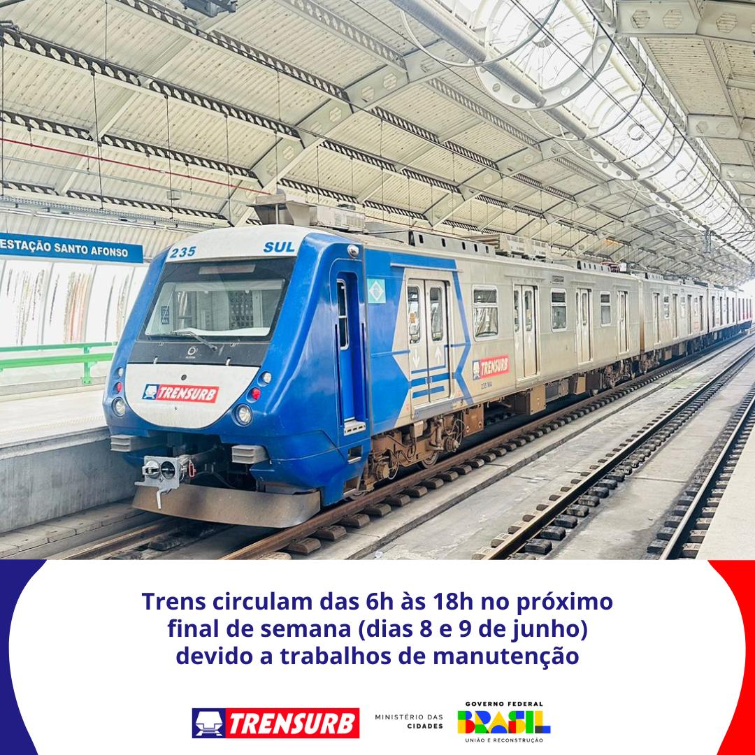 Trensurb opera das 6h ás 18h no próximo final de semana devido a trabalhos de manutenção