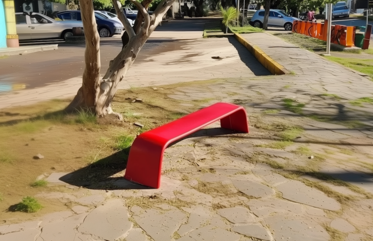 Empresa de mobiliário urbano De Lazzari doa Banco Vermelho para o Parque da Redenção em prol de campanha global contra o feminicídio