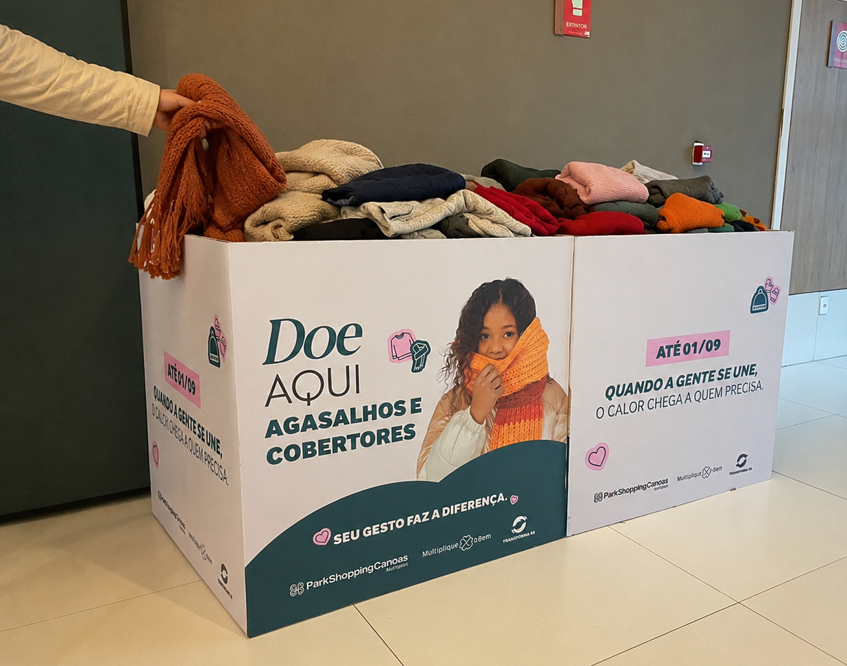 Campanha do Agasalho do ParkShopping Canoas ultrapassa 5 mil doações e reforça mobilização na reta final