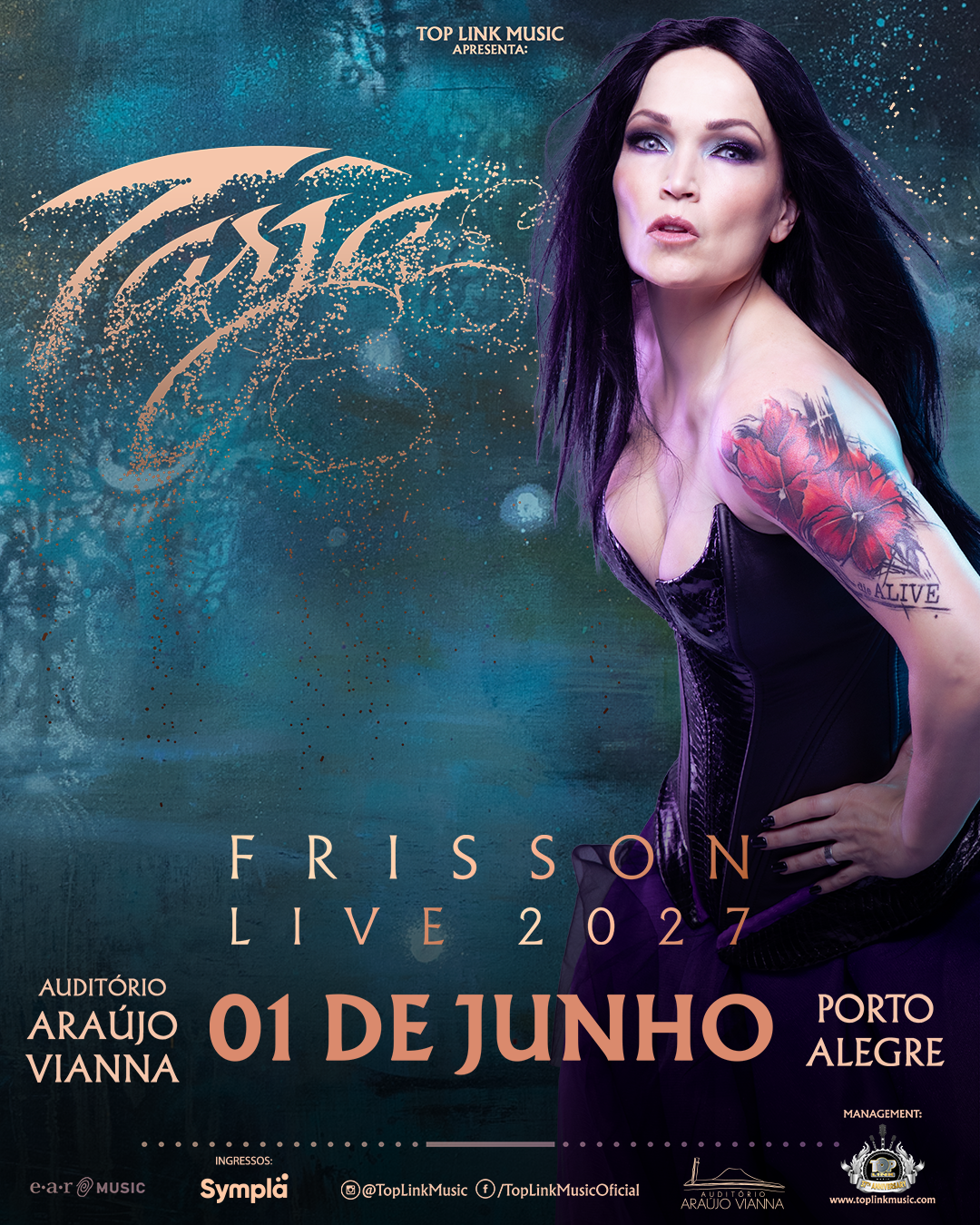 Tarja anuncia show da “Frisson Tour 2027” em Porto Alegre