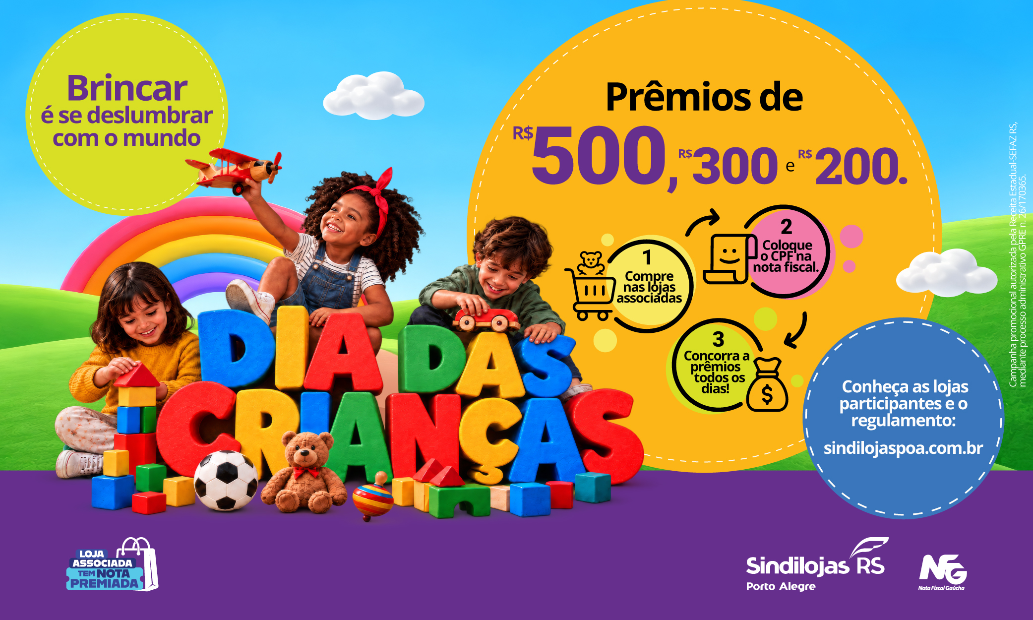 Campanha de Dia das Crianças do Sindilojas POA sorteia R$ 1.000 por dia
