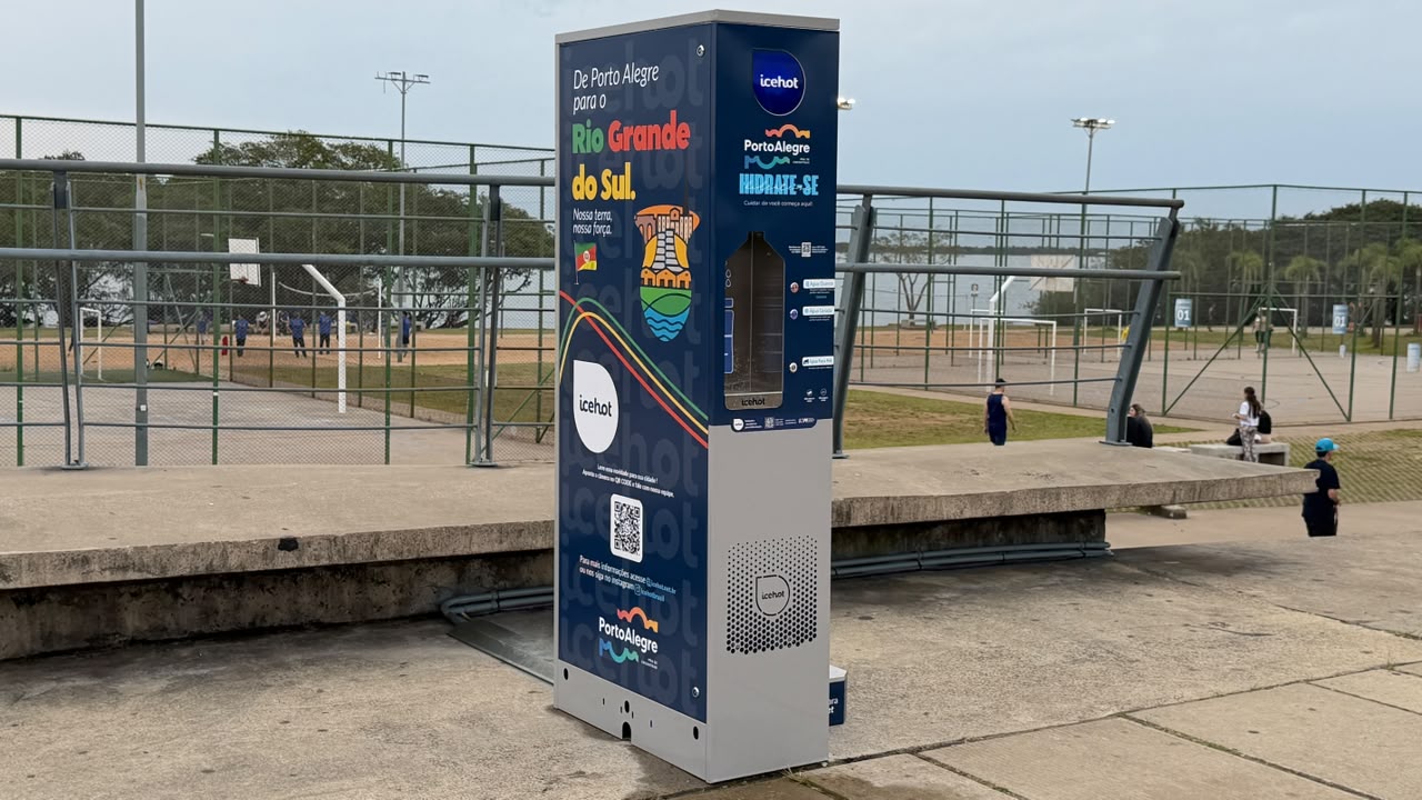 Icehot instala estação de hidratação na Orla do Guaíba e amplia estrutura de apoio ao lazer em Porto Alegre