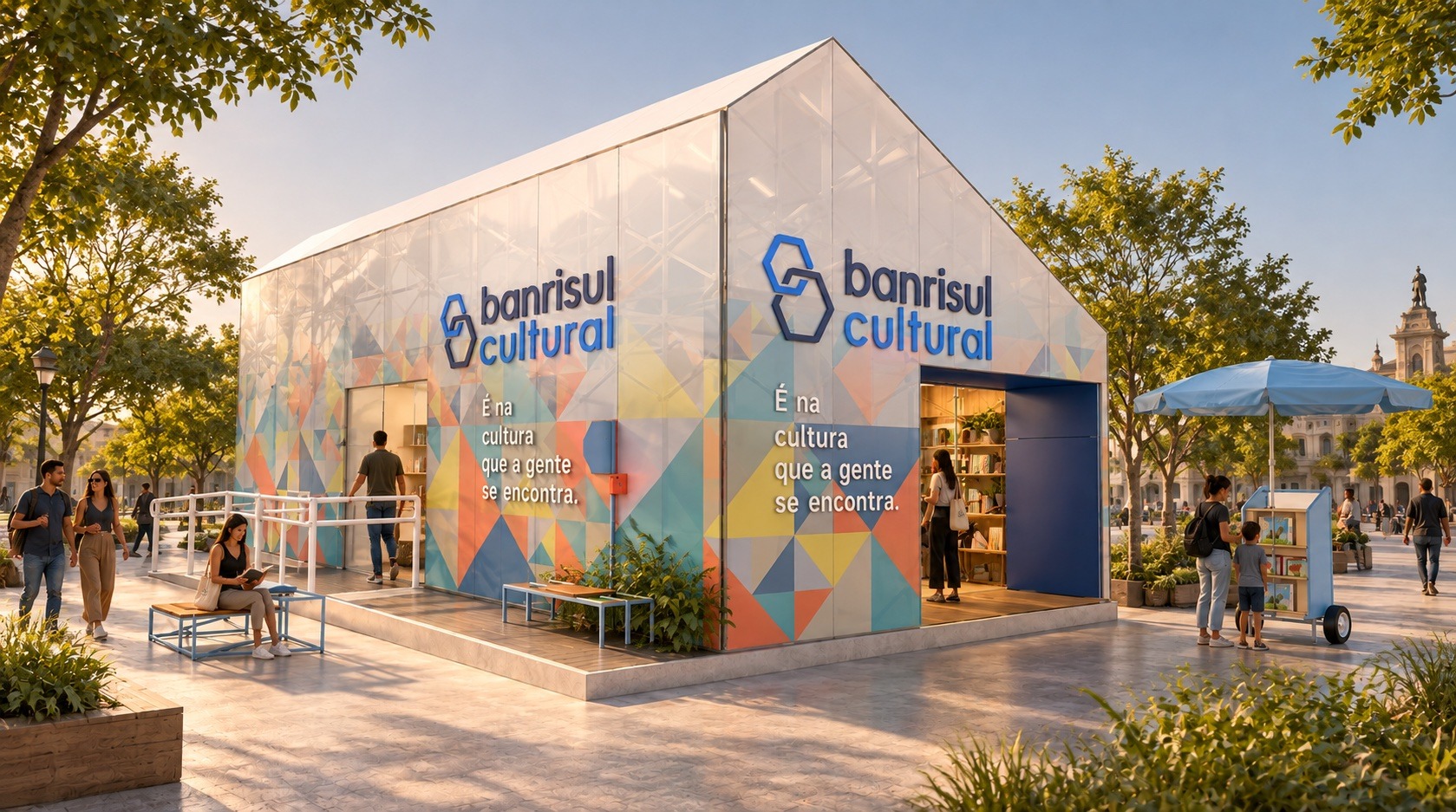 Banrisul Cultural instala biblioteca temporária na Praça da Alfândega